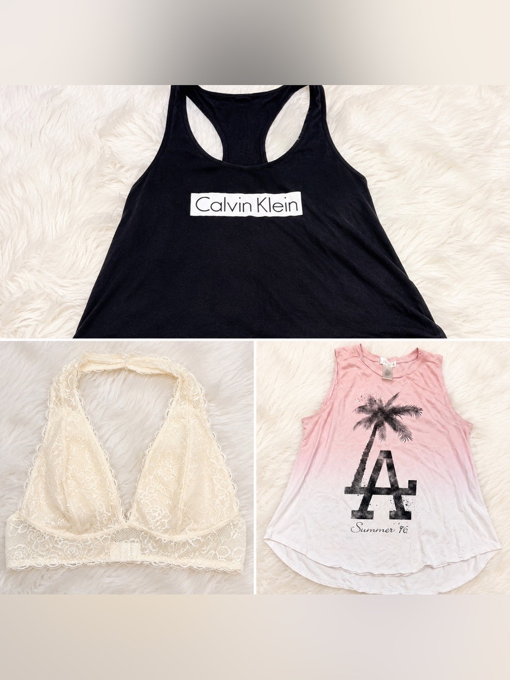 Women’s Bundle Calvin Klein Tank Free Press Lace Bralette LA Tank Mixed Sizes